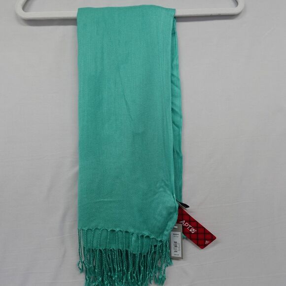 NWT APT. 9 Wide Scarf Green Blue Wraps Shawl Ski Fringe Skiing Winter Warm Cozy - Picture 14 of 16